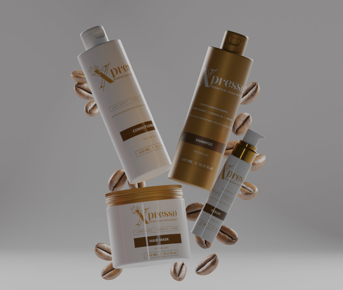 Xpresso Hair Care Set 4 Products Shampoo, Conditioner, Mask And Sarum